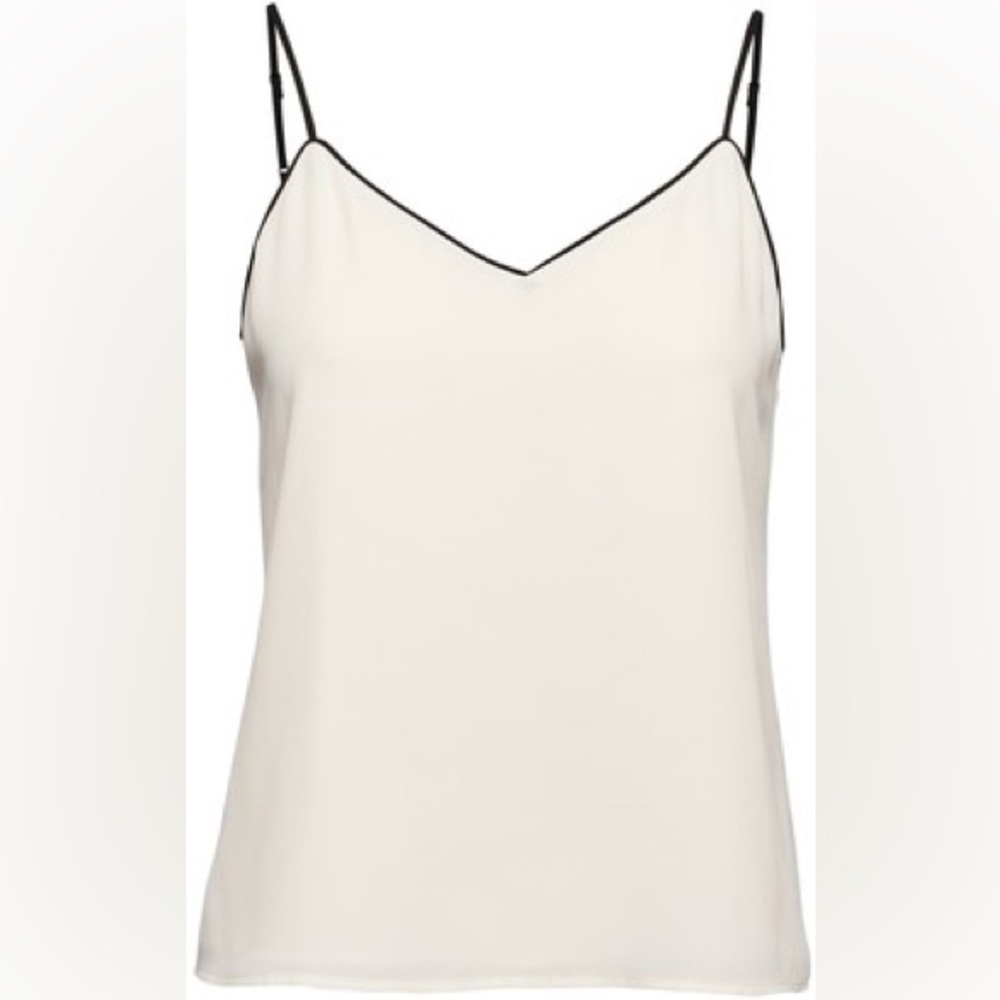 Ann Taylor Ivory with Black Trim Camisole Tank Top Blouse in Medium